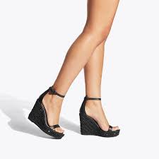 black wedge sandals