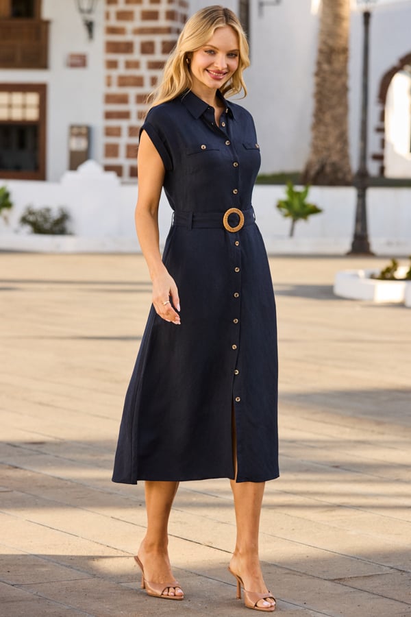 linen shirt dress