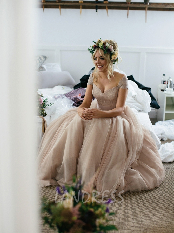 champagne wedding dress